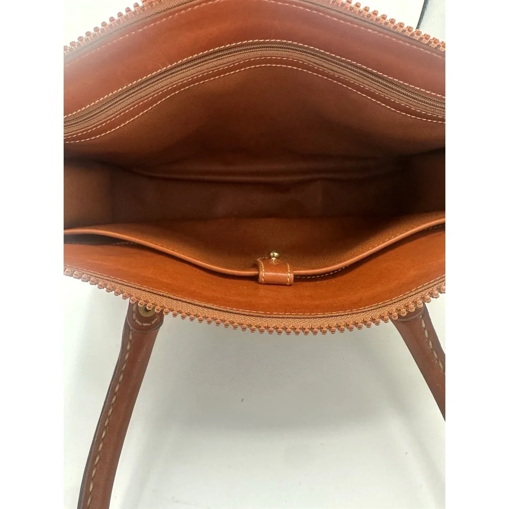 Dooney & Bourke Vintage Beige AWL Pebbled Leather Satchel Handbag